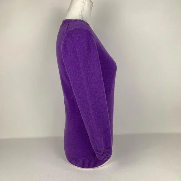 Charter Club Soft Purple Cashmere Sweater - Luxurious S/M Scoop Neck Jumper - Picture 3 of 6